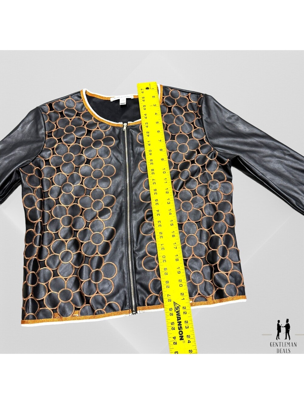 Raffaela D'angelo Womens Black Leather like Over zip up Made in Italy Embroider - Picture 10 of 16